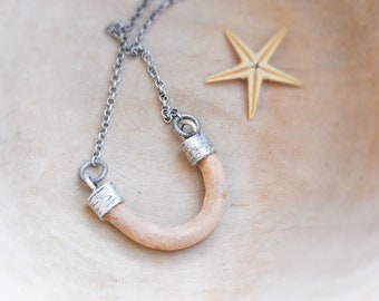 Beach Pottery Necklace Terracota and Metal - Sea Treasure Collection