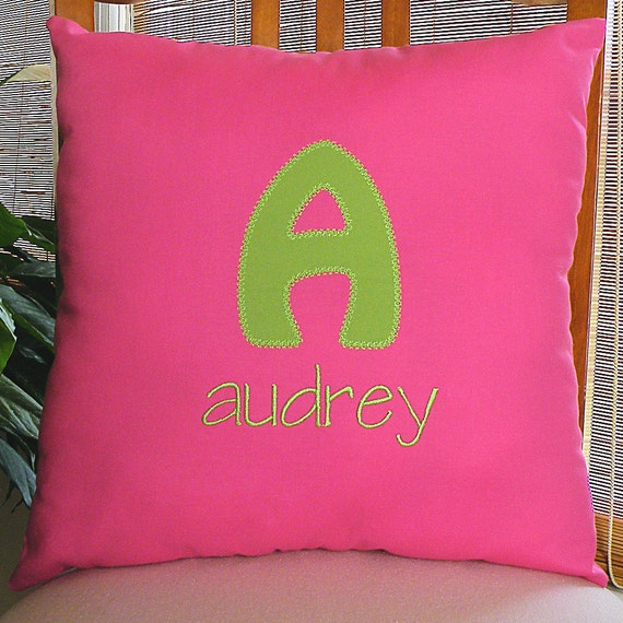 Bright Pink Monogrammed Pillow