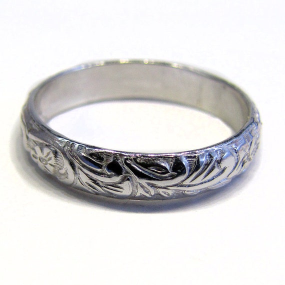 Wedding Ring Vine Pattern Sterling Silver