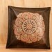 Leather Throw Pillow or Cushion - Abstract flower in light pink, light yellow, white and antique black
