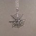 Silver Spider Necklace Halloween Jewelry Halloween Necklace Sterling Spider Web Spooky Necklace Halloween Costume Jewelry Spider Pendant