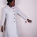 new old stock vintage 60s mod winter white puffer nylon spy skinny one side breasted huge gold button jacket coat sm med lg