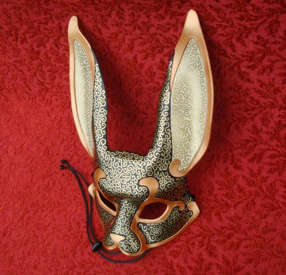 Venetian Rabbit Mask V7... handmade leather rabbit mask