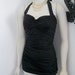 SALE ... Black Retro Pin Up one piece rouched swimdress swimsuit sizes xs- xl made to order