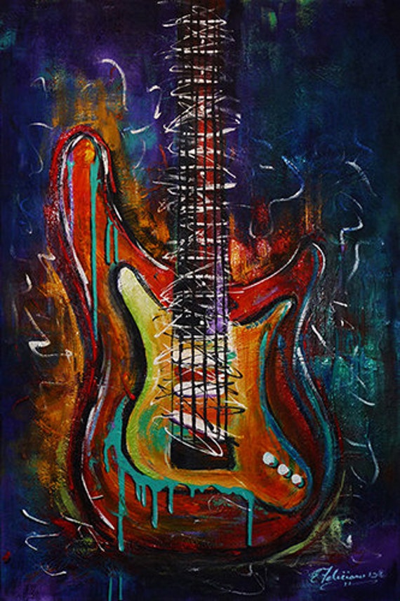 Art Print from my Original Painting Guitar by NYoriginalpaintings