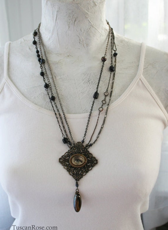 ON SALE Necklace 1004 gypsy talisman evil eye protective