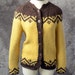 1960s Cardigan Knit sweater yellow Brown Wool