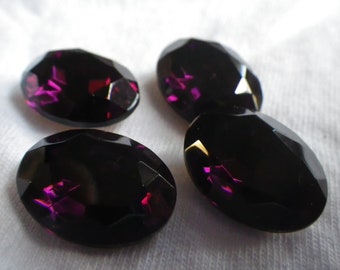 Amethyst Purple Faceted Glass 18X13mm Oval Jewels 4 Pcs