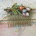 Meadow. vintage assemblage floral enamel hair comb. Tiedupmemories
