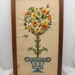 Topiary and Bees, Framed vintage crewel work wall hanging