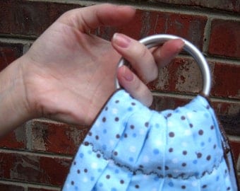 Baby Weighing Sling for Midwives- Blue Dot Flannel - beautiful keepsake or photo prop -SlingRings used on all these