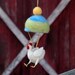 Parachuting Leghorn Chicken - Needle Felted Whimsy