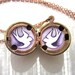 Hand-painted in Oil, Vintage Locket with White Doves on Lavender, Purple and Violet Shadows