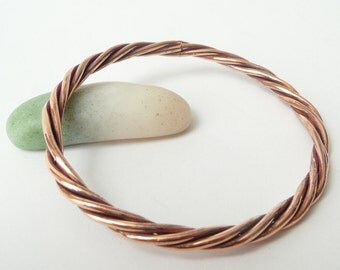 Twisted Copper Bangle, Copper Twisted Bangle, Copper Bracelet, Copper Bangle, Round Copper Bangle, 3 Strand Bangle, Twisted Bangle