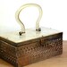 Vintage Box Purse 1950s Lucite and Metal Filigree Retro Handbag Structured Purse