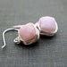 Opal Earrings , Cushion Cut Birthstone Dangles Bezel Wrapped Sterling Silver , Pale Pink , Spring Fashion