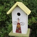 Free Shipping Garden Angel Birdhouse Primitive White Moss Green Yellow