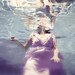Underwater Photography, Dive, 5x5 Print, Surreal Portrait, Violet Blue Color, Female Swimming Photograph