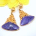 Vintage Earrings Edgar Berebi Pierced Post Purple Enamel 1980s Costume Jewelry 2" Dangling Elegance Hollywood Regency
