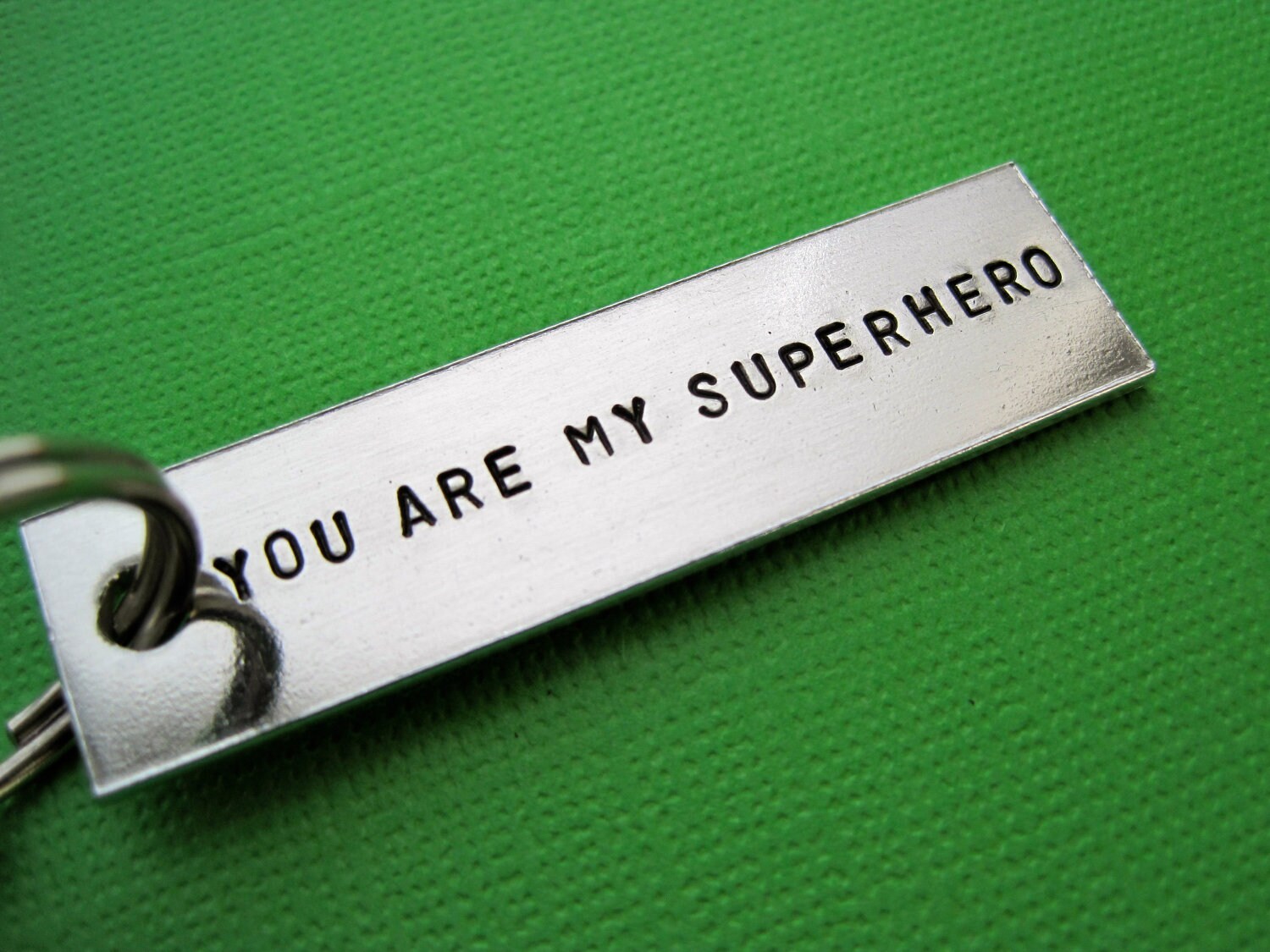 Custom Keychain You are my superhero Handstamped Key Chain