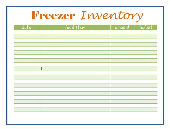 Items similar to Freezer Inventory Printable Chart on Etsy