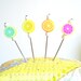 4 pcs Decorated Multi use Straight Pins, needles - Fruit Shish Kebab- For Pincushions, Coark Board and Wall Decorations