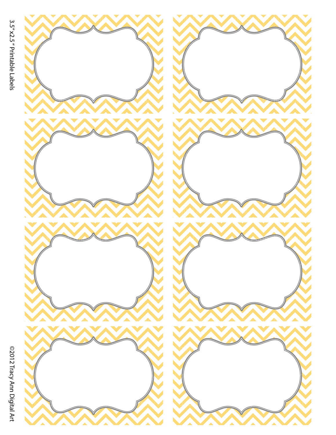 chevron labels print your own labels yellow and grey