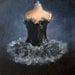 Black Swan Tutu gown ballet painting original ooak canvas still life fashion dress Treasury Item FREE usa shipping