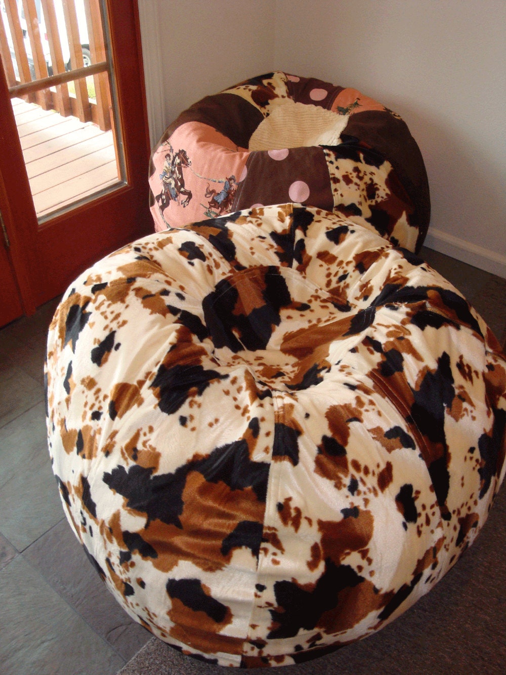 Cowhide Print Faux Fur Bean Bag chair