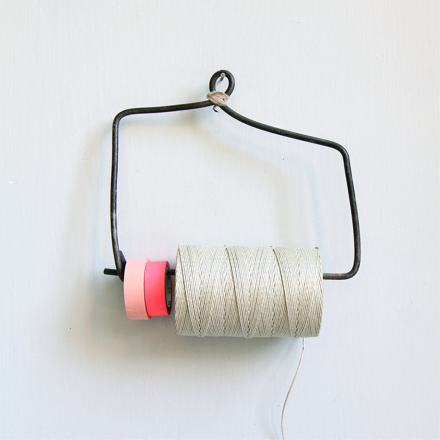 Vintage Industrial Iron String Holder / Wall Mounted by ethanollie