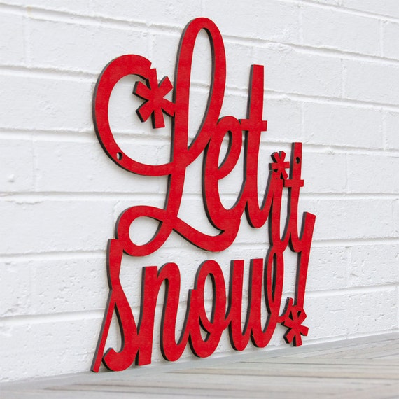 Red Let It Snow Sign Christmas Wood Sign Christmas Sign