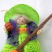 Halloween Felt Art Doll - Diva witch in the green hat - Halloween decoration