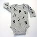 Alphabet Bodysuit, Baby and Toddler, ABC Onepiece, Hand Stamped Onepiece