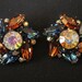 1950's Vogue Signed Aurora Borealis Rhinestone Clip Earrings