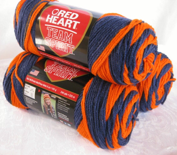 Red Heart Super Saver Team Spirit yarn ORANGE NAVY by crochetgal