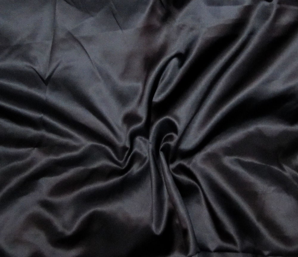 Black Silk and Cotton Blend SATIN Fabric 1 Yard