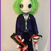 OOAK Hand Stitched Joker Harley Quinn inspired Art Doll Creepy Gothic Folk Art By Jodi Cain