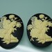 4 Pieces of 40x30mm Oval Ivory Fairy Cameos on Black Background