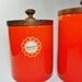 vintage descoware flame enamel metal canisters