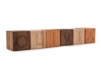 Wooden Blocks Toy Personalized - Name Blocks - Baby Gift - Wood Alphabet Blocks Nursery Decor -Photo Prop - Letters Building Block Toy -BL11