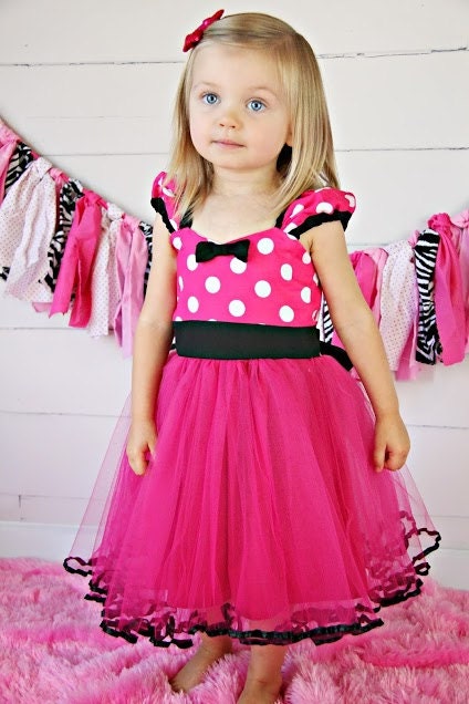 MINNIE MOUSE dress TUTU Party Dress in Hot pink Polka Dots