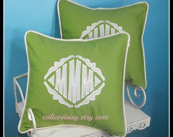 SET OF 2 - The Veronique Applique Monogrammed Pillow Cover - 14 x 14 square