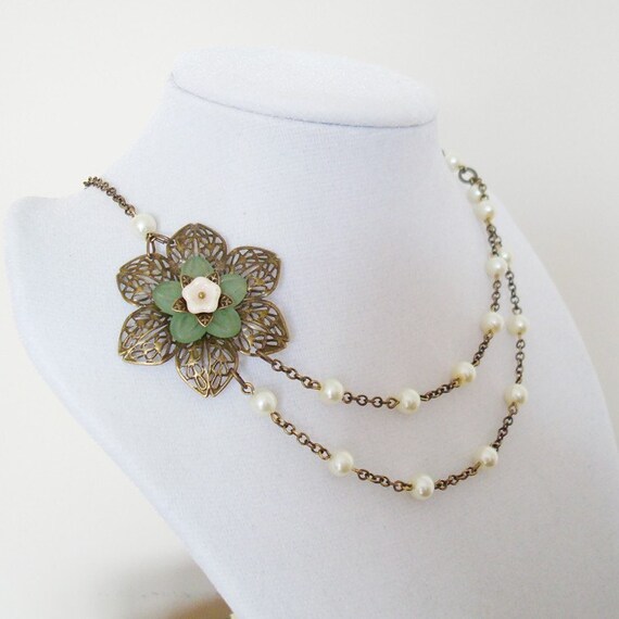 Items similar to Bridesmaid Gift, Bohemian Jewelry, Vintage Flower ...