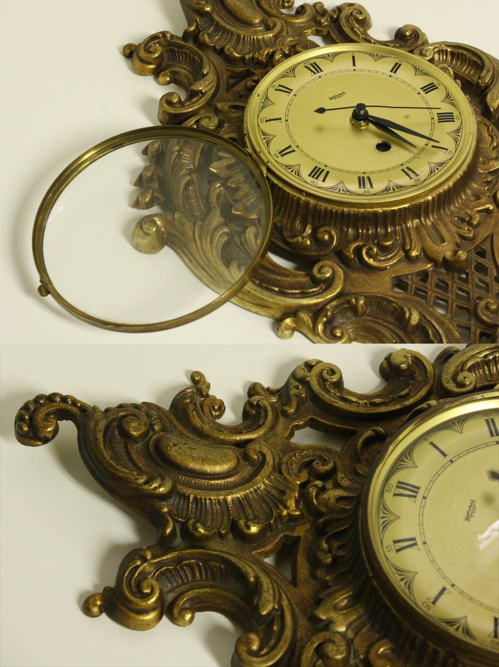 Vintage clock Westwood 8 day ornate cast iron wall