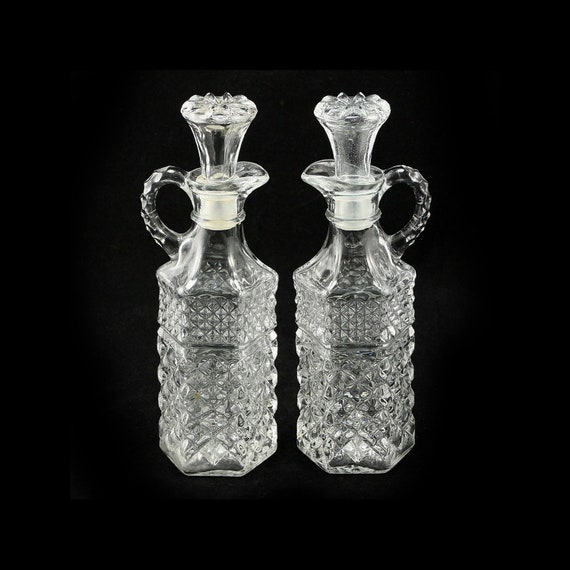 Wexford Glass Oil Vinegar Cruets Anchor Hocking Vtg