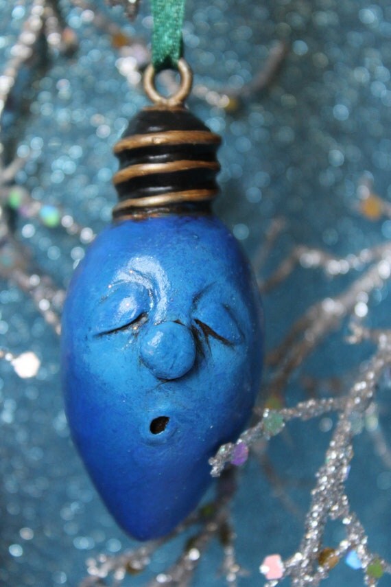 sleeping blue christmas bulb ornament sleeping blue christmas bulb ornament