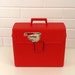 Vintage 70's Filing Box, Red/Orange, Handle and Latch, Sterling