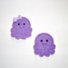 Felt Embroidered Applique - Purple Octopus- Machine Embroidered Appliques - Set of 4