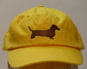 DACHSHUND DOG Hat - One Embroidered Men Women Cap - Price Embroidery Apparel - 24 Color Caps Available