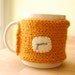 Yums Coffee Mug Cozy in Pumpkin Orange Knitted Tea Cup Cosy